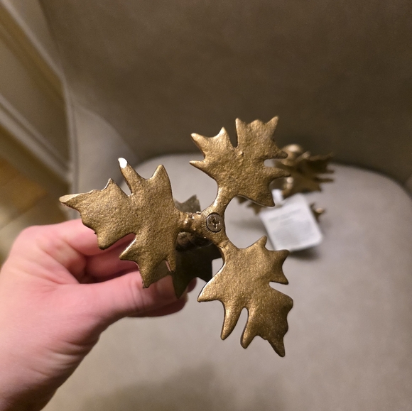 Studio McGee Threshold Botanical Gold Leaf Taper Candle Holders Metal Brass Targ - Picture 9 of 13